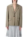 Low Classic Structured Tailored Jacket Clean Line Design In Gray