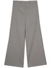 Low Classic Wide Leg Wool Trouser With Belt Loops In Grey