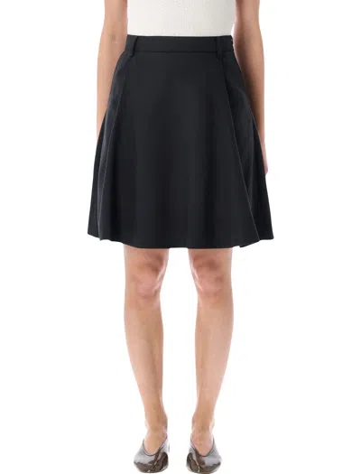 Low Classic Flared Wool-blend Midi Skirt In Black