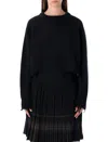 Low Classic Mini Distressed Pullover With Raglan Shoulders In Black