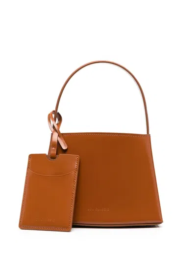 Low Classic Mini Embossed-logo Curve Tote Bag In Braun