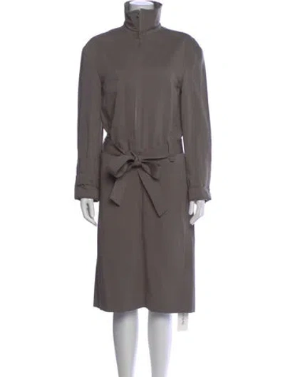 Pre-owned Low Classic Mock Neck Midi Length Dress In Gray
