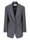 Low Classic Tailored Blazer With Notch Lapel And Pockets In Gray