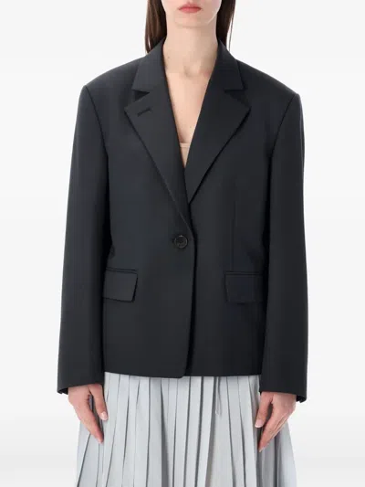 Low Classic Jacket Notch Lapels Buttoned Cuffs Front Pockets In Black
