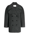 Low Classic Notched-lapels Double-breasted Coat In Black
