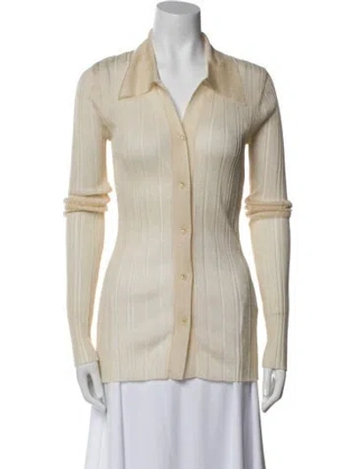 Pre-owned Low Classic Nylon Long Sleeve Button-up Top In Neutral