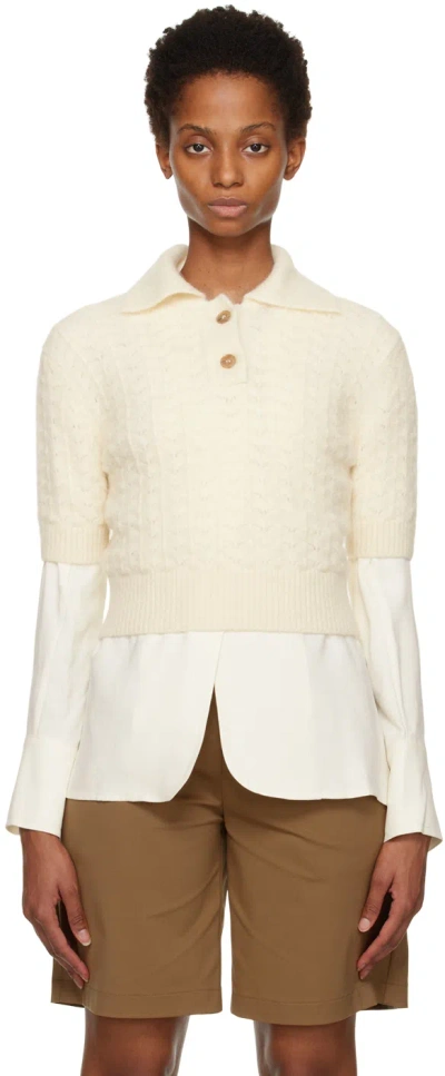 Low Classic Off-white Spread Collar Polo In Ivory