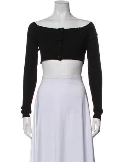 Pre-owned Low Classic Off-the-shoulder Long Sleeve Crop Top In Gray