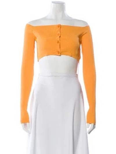 Pre-owned Low Classic Off-the-shoulder Long Sleeve Crop Top In Yellow