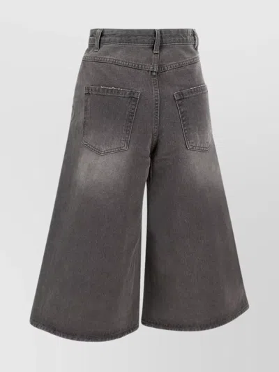 Low Classic Oversize Wide Leg Denim Shorts In Brown