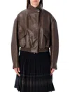 Low Classic Oversized Brown Faux Leather Bomber In Brown
