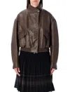 Low Classic Oversized Brown Faux Leather Bomber In Brown