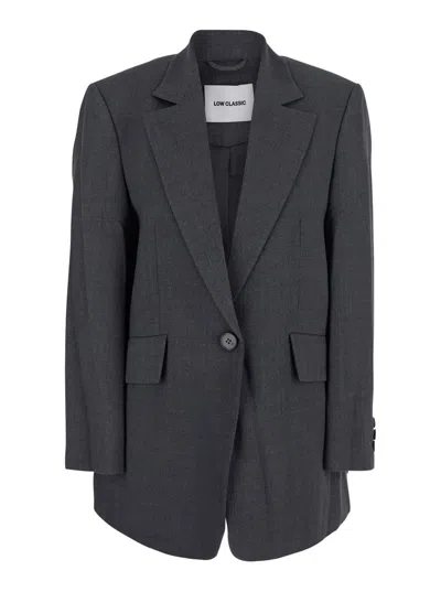 LOW CLASSIC GREY OVERSIZE SINGLE-BREASTED JACKET WITH NOTCHED REVERS IN WOOL BLEND WOMAN