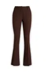 Low Classic Wool Pant With Flared Silhouette And Back Welt Pockets In Burgundy