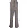 Low Classic Basic Long Wide Leg Wool Pants In Grey