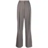 Low Classic Basic Long Wide Leg Wool Pants In Grey