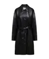 Low Classic Patent-finish Belted Trench Coat In Black