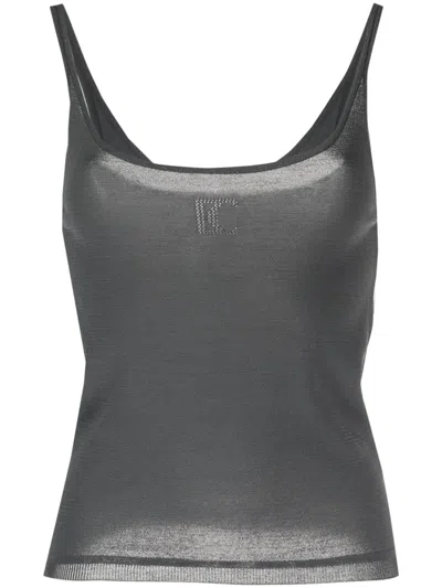 Low Classic Perforated Knit Tank Top In Grey