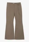 Low Classic Pin Tuck Boot-cut Pants In Brown
