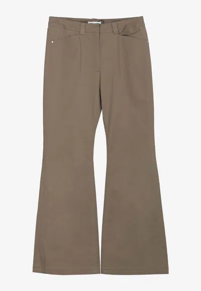 Low Classic Pin Tuck Boot-cut Pants In Brown