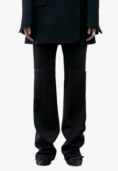Low Classic Pin-tuck Bootcut Zip-up Pants In Black
