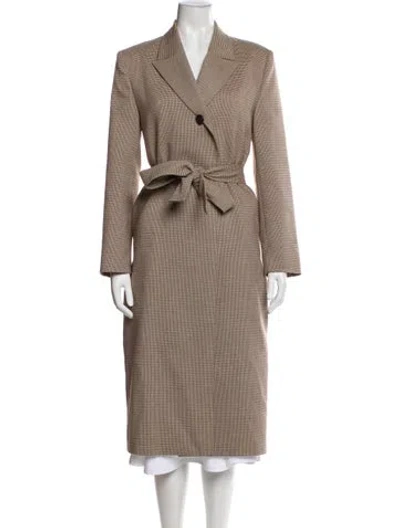 Pre-owned Low Classic Plaid Print Trench Coat In Neutral