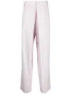 Low Classic Pleat-detail Cotton Tailored Trousers In Purple
