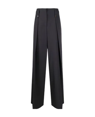 Low Classic Pleated High-waisted Trousers In Blau
