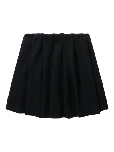 Low Classic Pleated Knitted Mini Skirt In Black