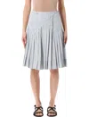 Low Classic Midi Skirt Pleated Design Belt Loops Tie In Gray