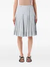Low Classic Midi Skirt Pleated Design Belt Loops Tie In Gray