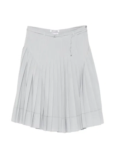 Low Classic Pleated Midi Skirt In Blue