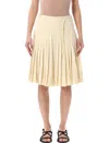 Low Classic Midi Skirt A Line Pleats Wrap Belt In Yellow