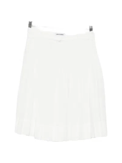 Low Classic Pleated Midi Skirt In White