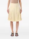 Low Classic Structured Pleated Midi Skirt With High Waist And Side Closure In Neutral