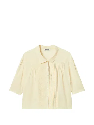 Low Classic Pleated Shirt In Yellow
