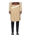 Low Classic Beige Wrap Midi Skirt In Nude