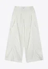 Low Classic Pleated Wide-leg Pants In Neutral