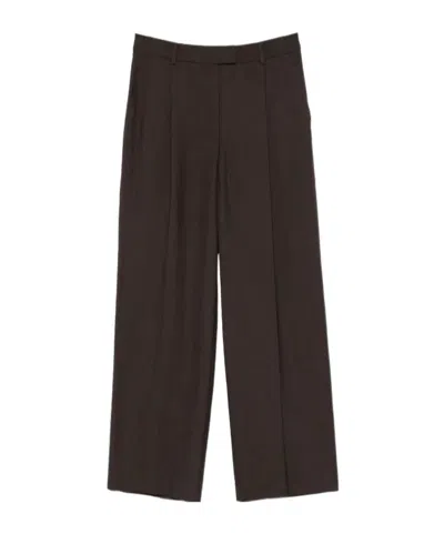 Low Classic Pleated-front Trousers In Brown