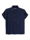 Low Classic Blue Shirt With Pointed Collar And Turned Up Sleeves Sleeves In Cotton Woman In Black