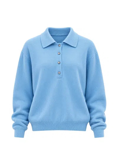 Low Classic Polo-collar Long-sleeve Sweater In Blue