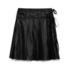 Low Classic Pleated Zipper Skirt With Adjustable Straps In Black