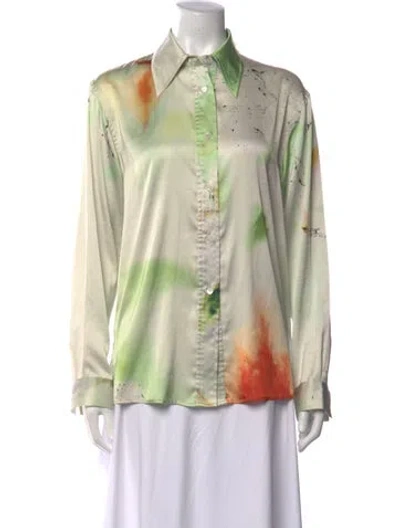 Pre-owned Low Classic Printed Long Sleeve Button-up Top In Neutrals