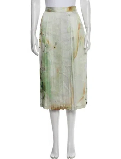Pre-owned Low Classic Printed Midi Length Skirt In Green