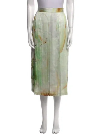 Pre-owned Low Classic Printed Midi Length Skirt W/ Tags In Green