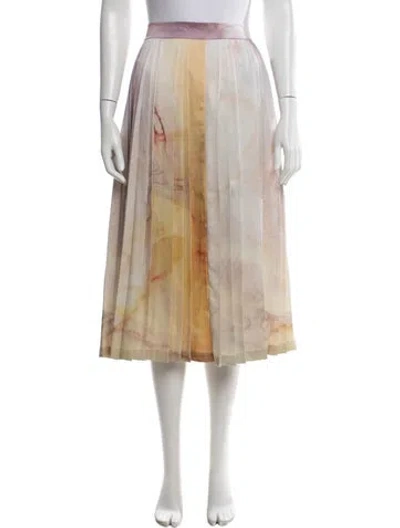 Pre-owned Low Classic Printed Midi Length Skirt In Yellow