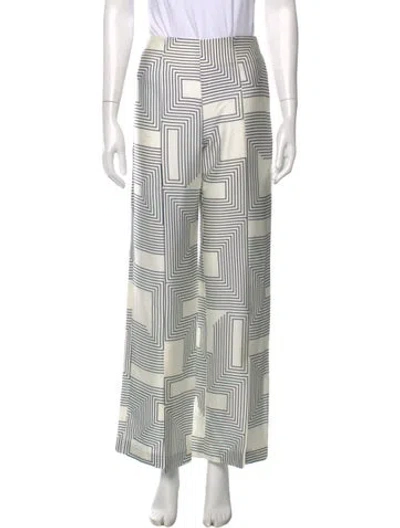 Pre-owned Low Classic Printed Wide Leg Pants In White