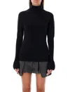 Low Classic Puff Sleeves Turtleneck Sweater In Black