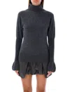 Low Classic Puff Sleeves Turtleneck Sweater In Grey