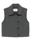 Low Classic Quilted Button-fastening Vest In Gray